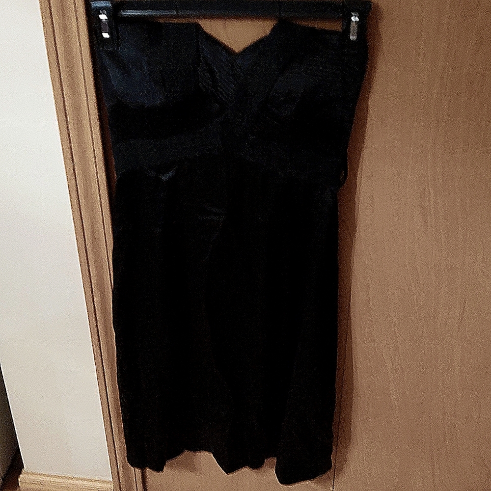 BCBG maxamazira below the knee black satin dress.